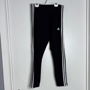 Adidas Women's Black Track Pants with White Stripes